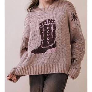 NEW VERY J boot stitch knit sweater in brown